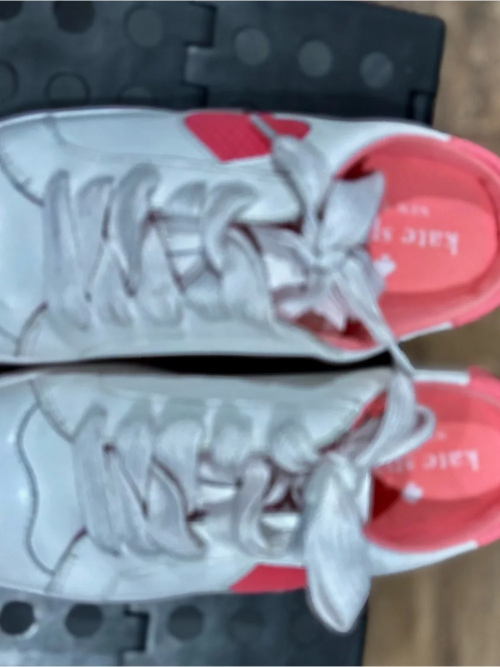 kate spade White and Pink Heart Logo Sneakers